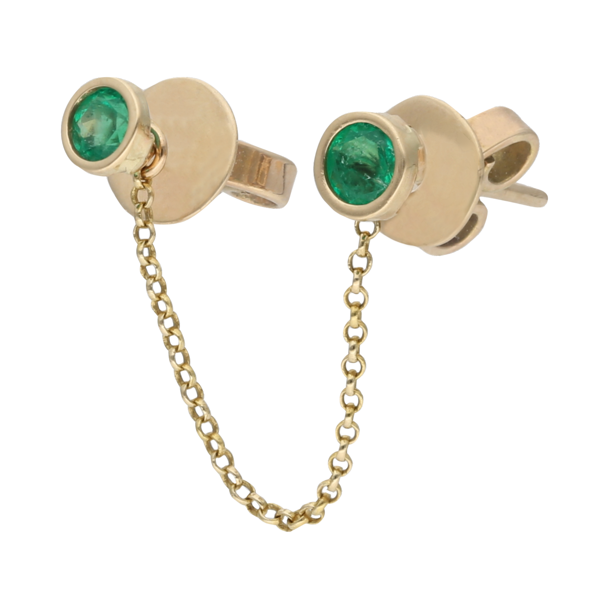 Broquel esmeraldas cadena 14K