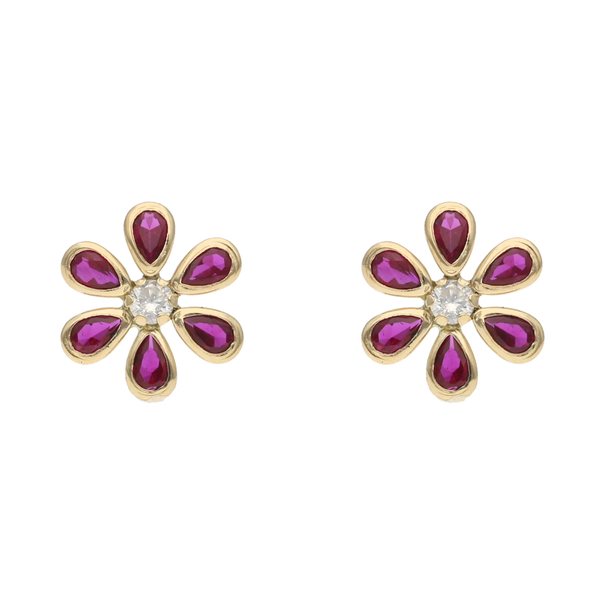 Broquel flor circonias color 14K