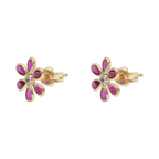 Broquel flor circonias color 14K