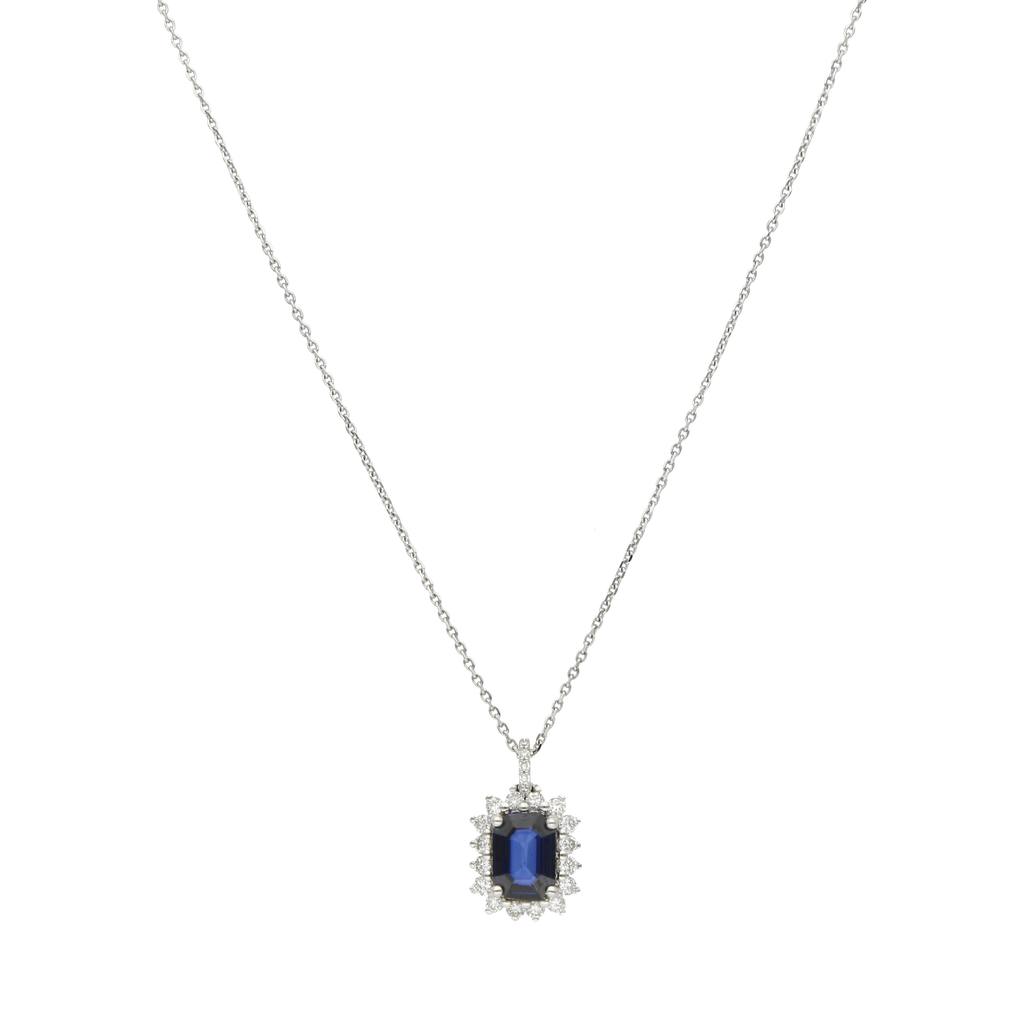 Collar zafiro y brillantes 14K