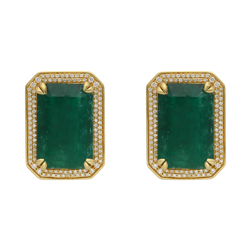 Aretes esmeraldas GRANDES 18K
