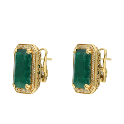 Aretes esmeraldas GRANDES 18K