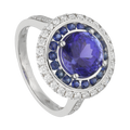 Anillo tanzanitas y brillantes 18K
