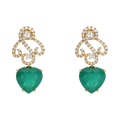 Aretes azcarraguitas esmeraldas y brillantes 14K
