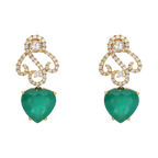 Aretes azcarraguitas esmeraldas y brillantes 14K