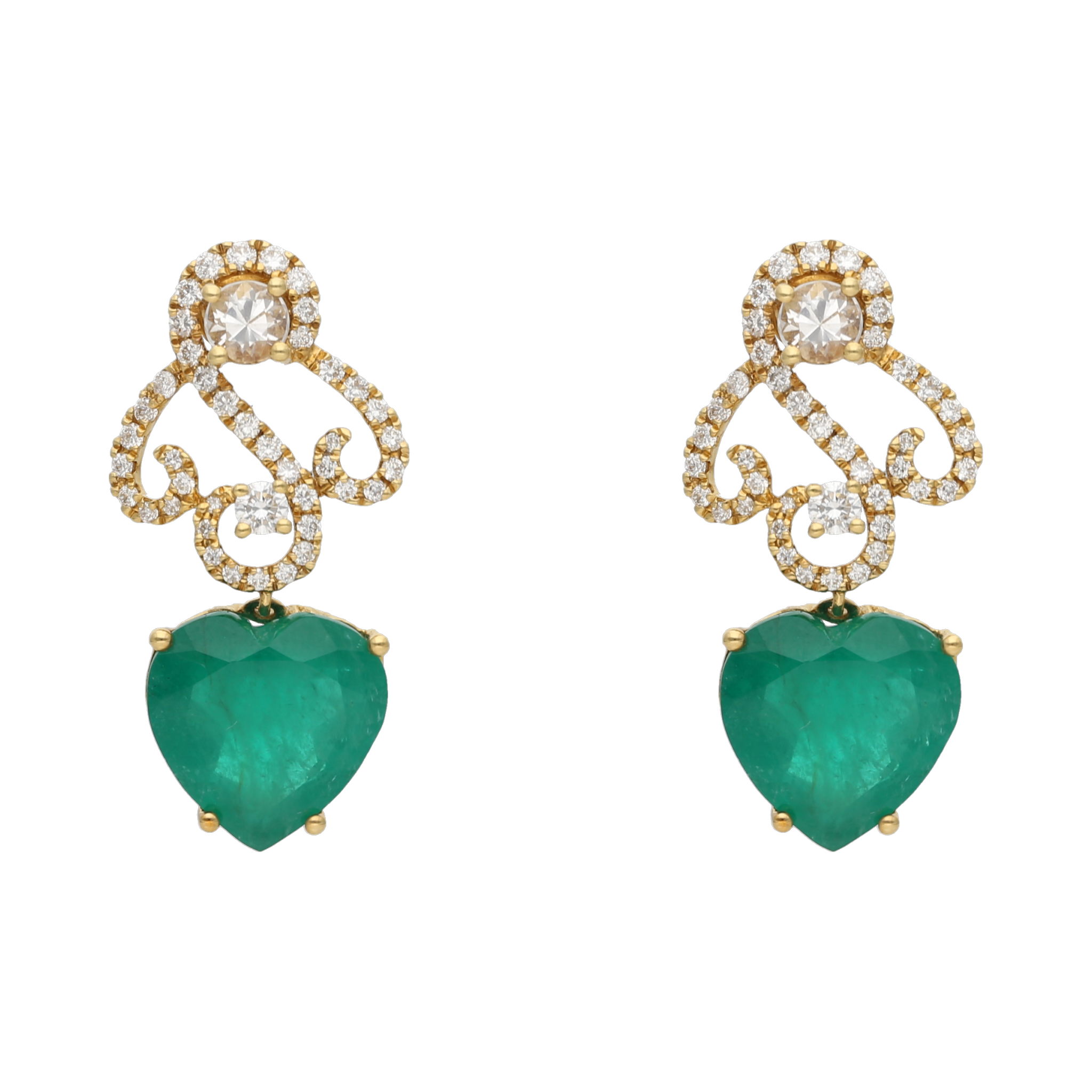 Aretes azcarraguitas esmeraldas y brillantes 14K