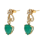 Aretes azcarraguitas esmeraldas y brillantes 14K