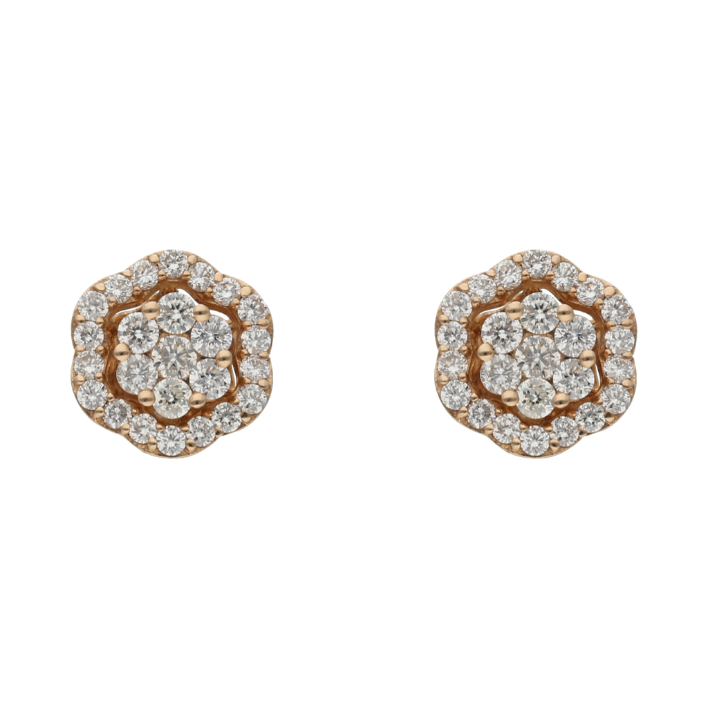 Broquel flor brillantes 14K