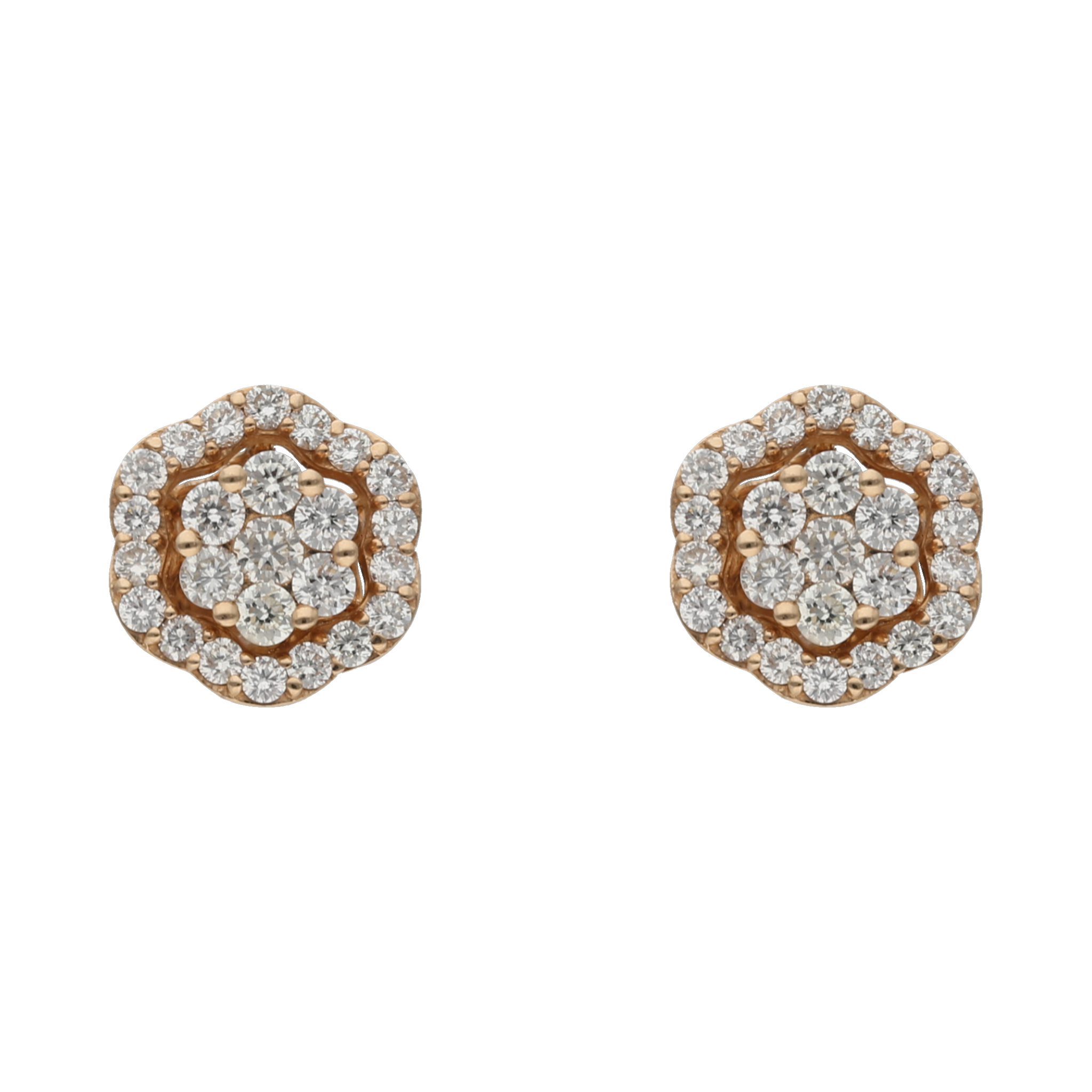 Broquel flor brillantes 14K