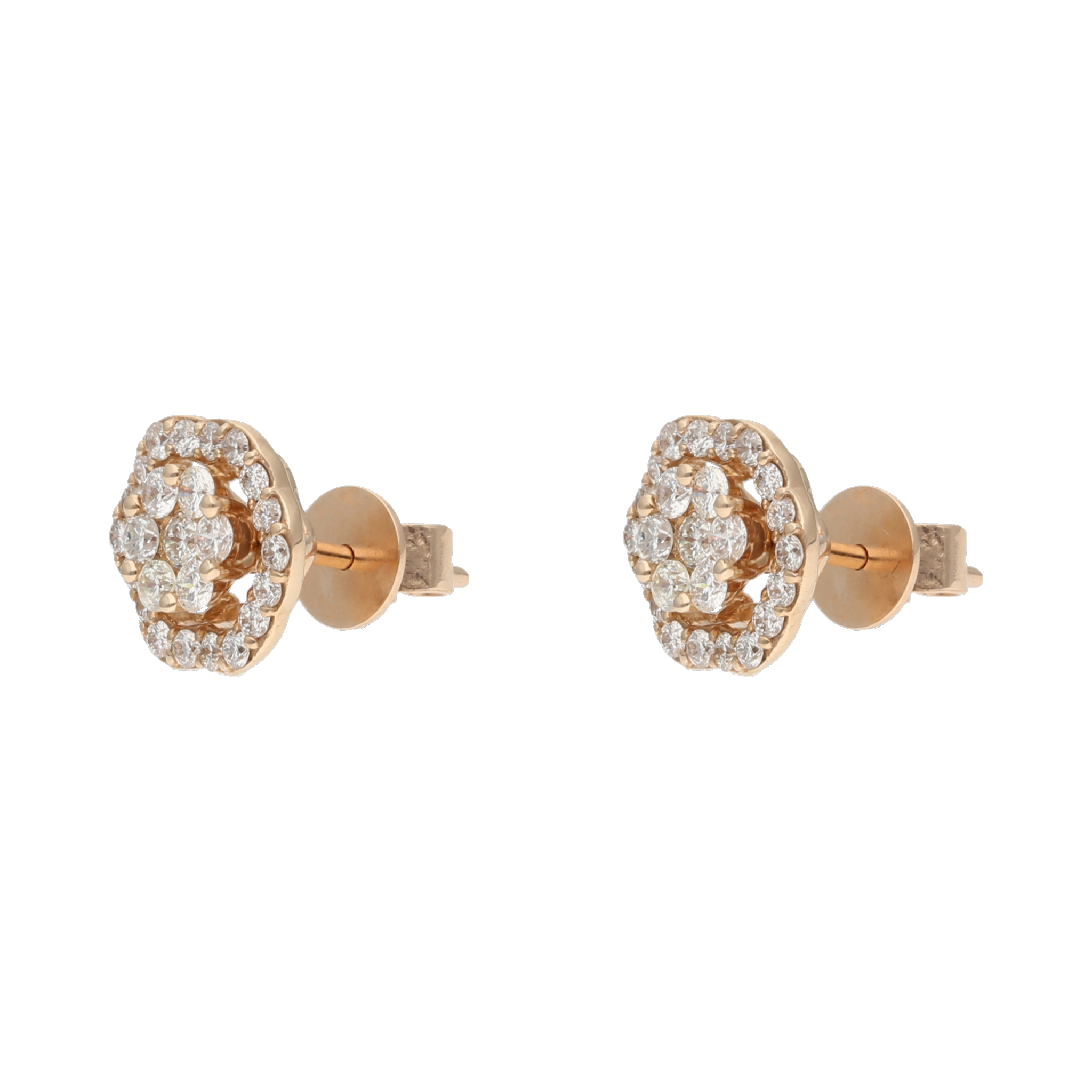 Broquel flor brillantes 14K