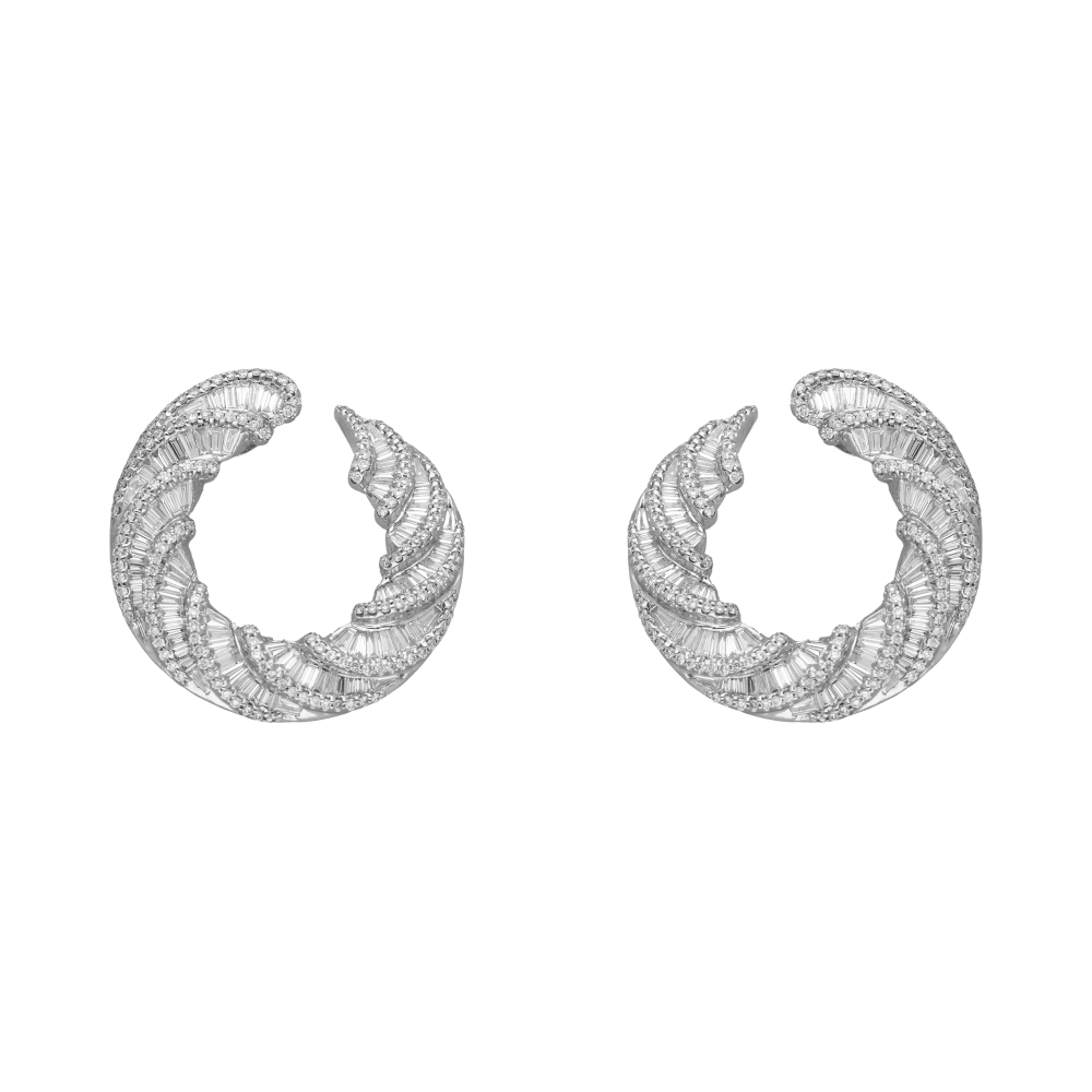 Aretes caracol diamantes 18K
