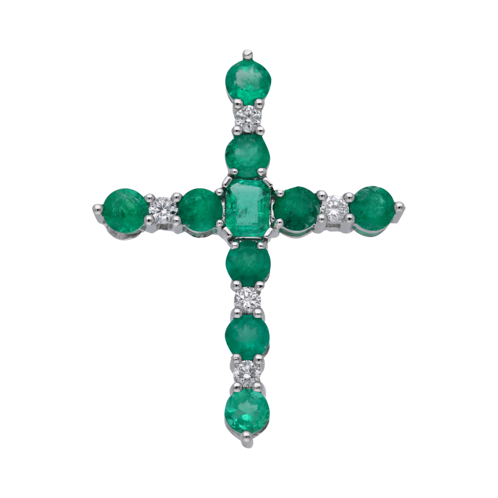 Cruz esmeraldas y diamantes 18K