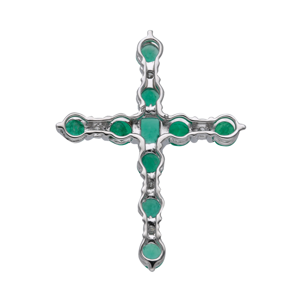Cruz esmeraldas y diamantes 18K