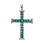 Cruz esmeraldas y diamantes 18K
