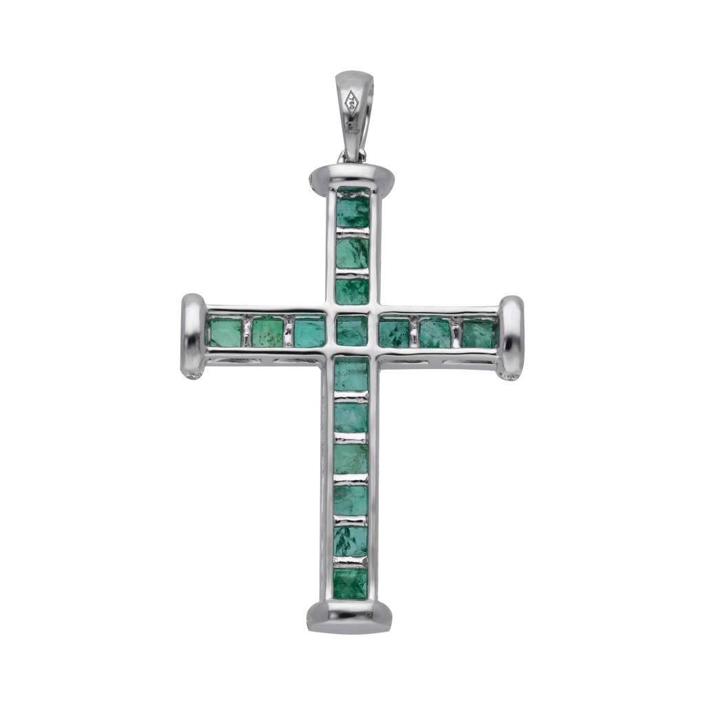 Cruz esmeraldas y diamantes 18K