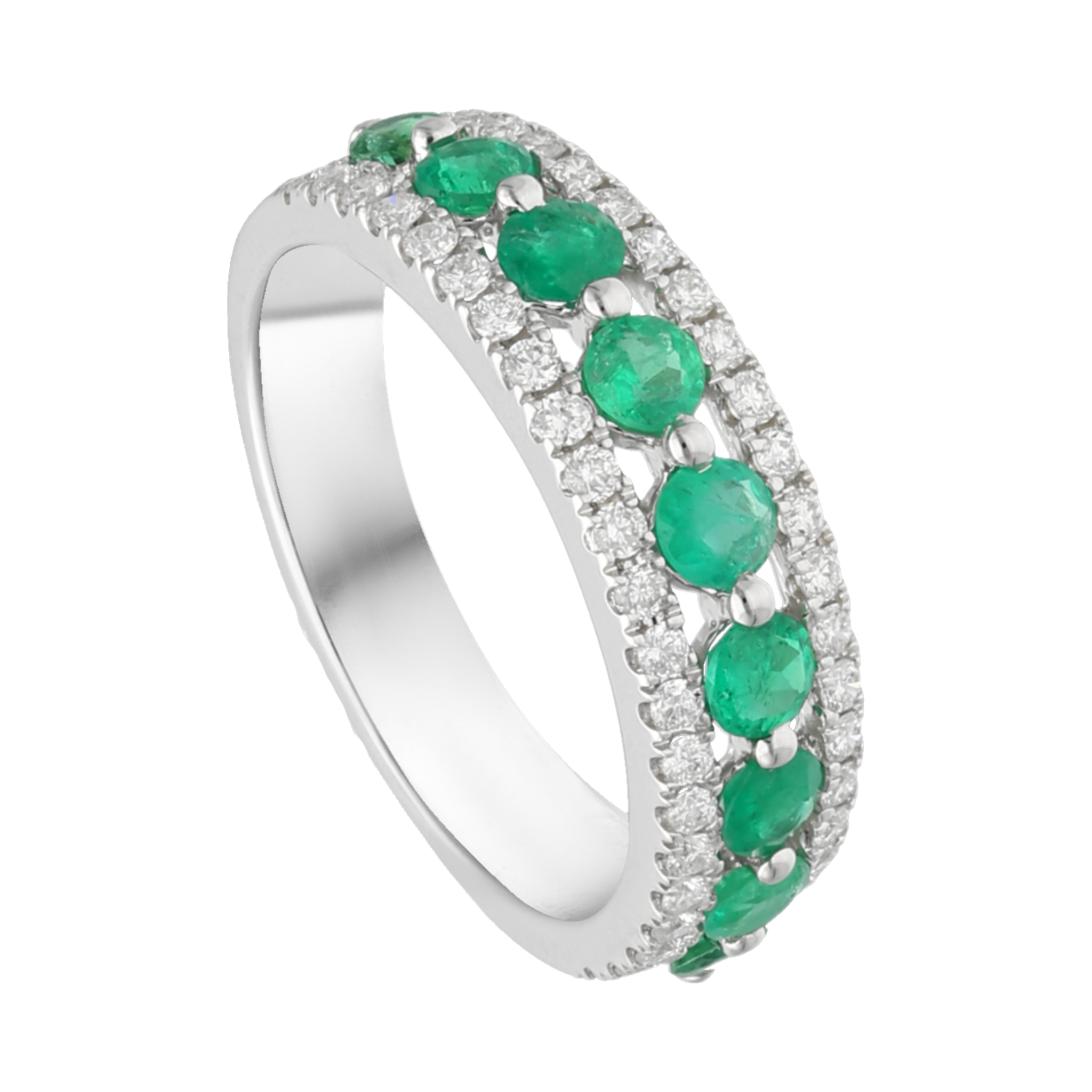 Anillo esmeraldas y brillantes 18K