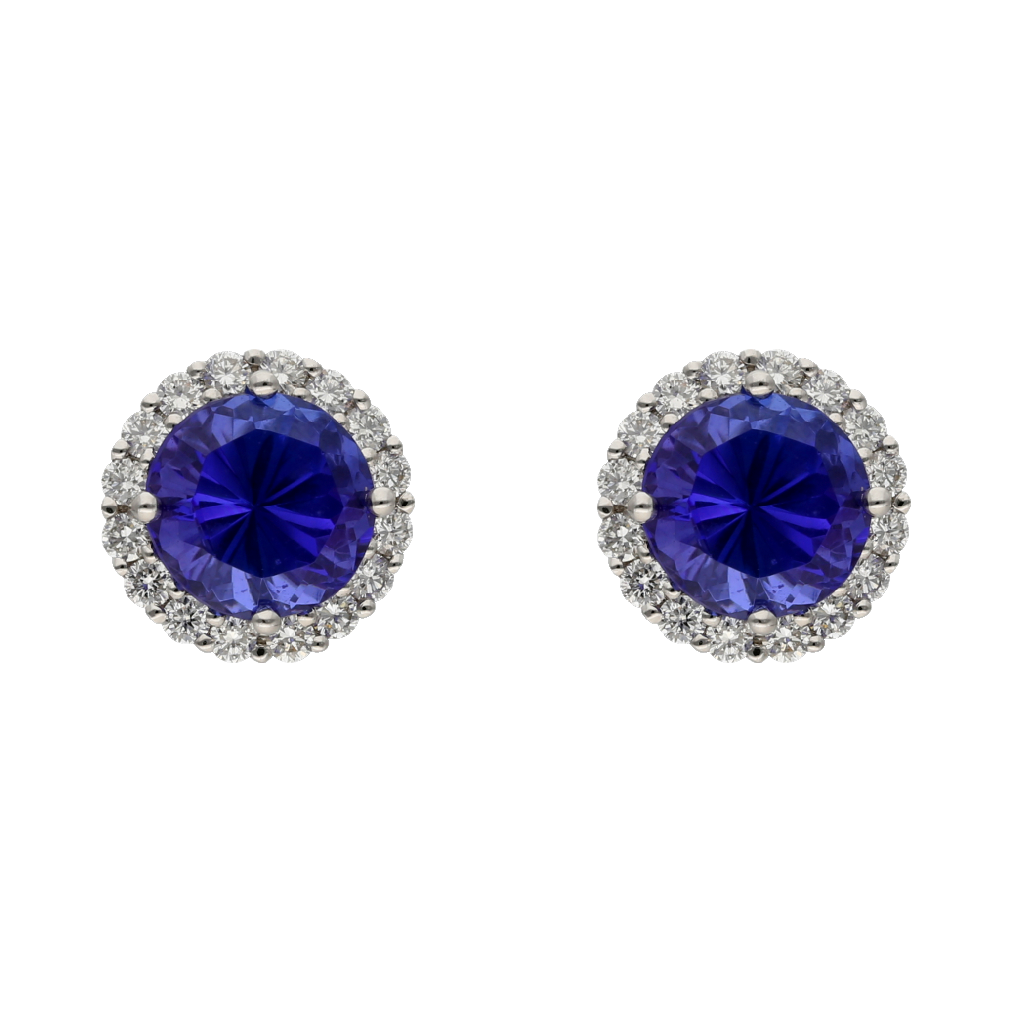 Broquel tanzanitas y brillantes 14K