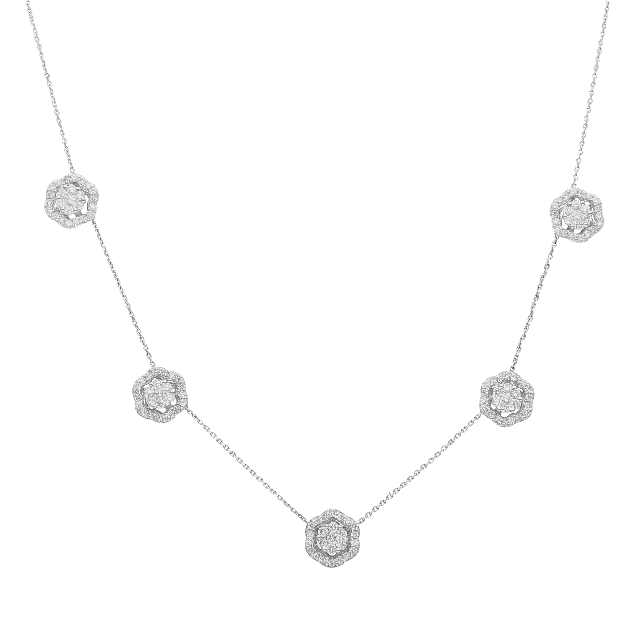 Gargantilla flores brillantes 14K