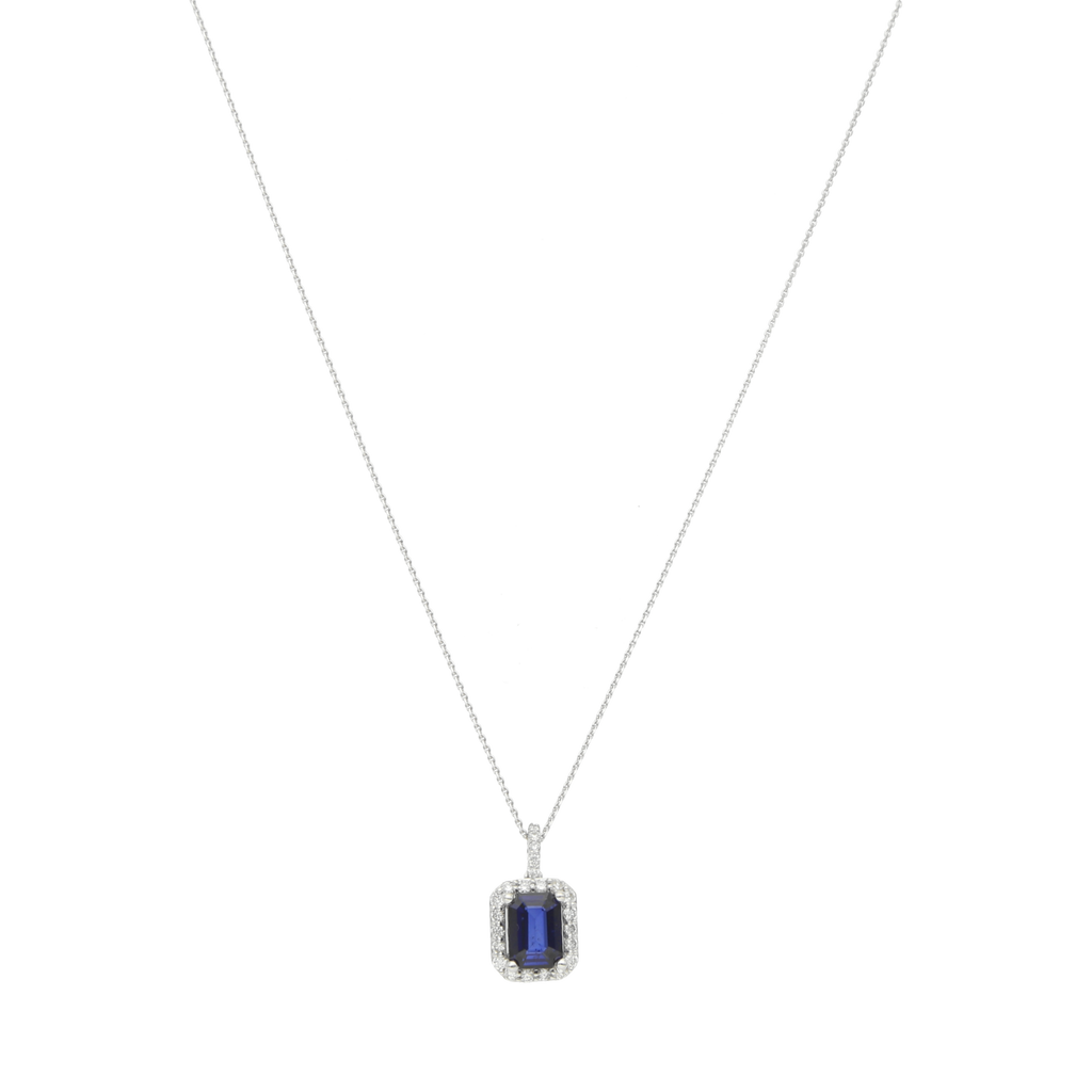 Collar zafiro y brillantes 14K