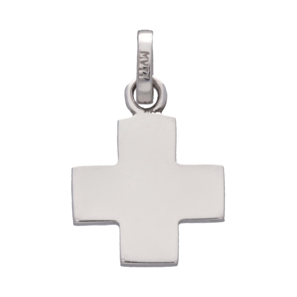 Cruz lisa oro blanco 14K