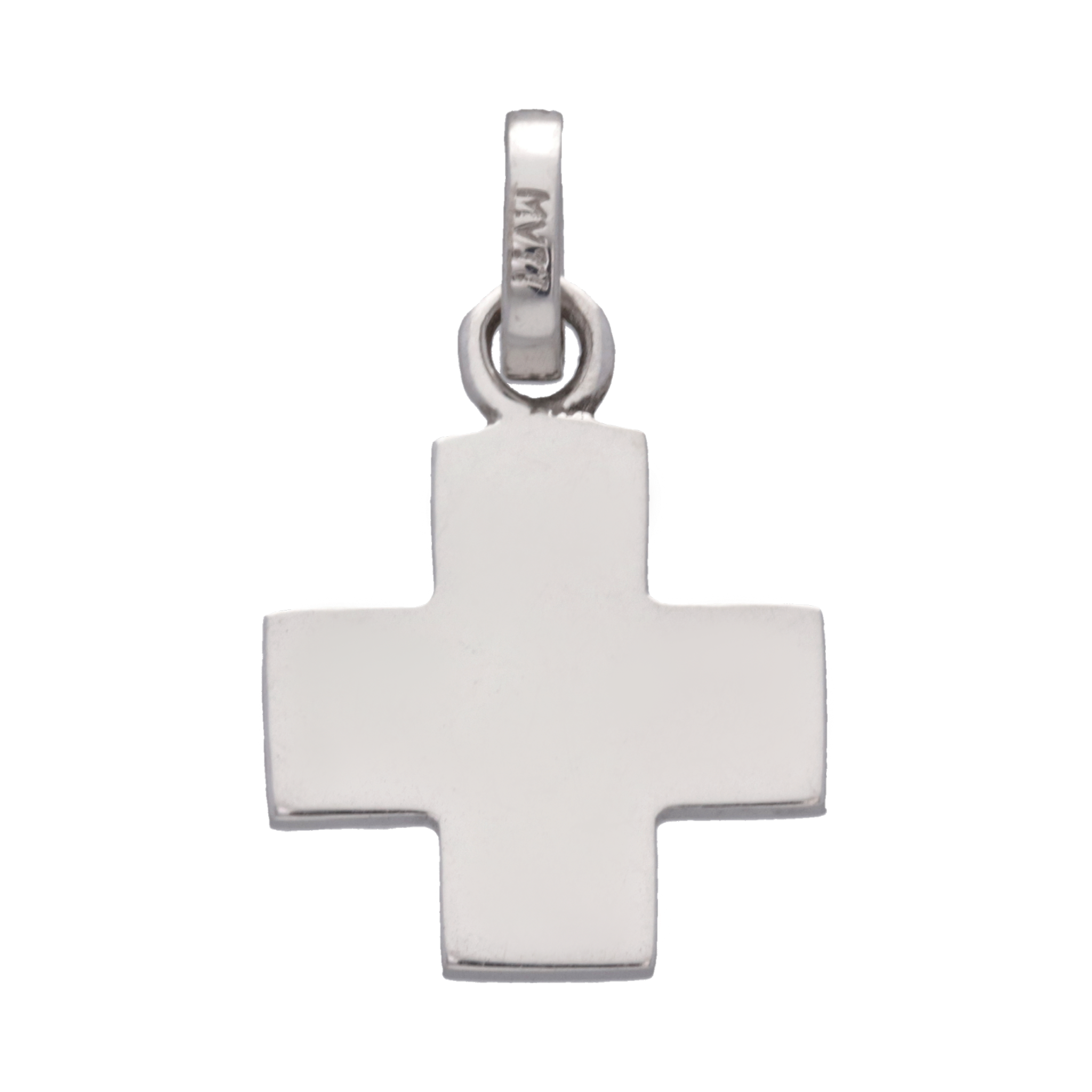 Cruz lisa oro blanco 14K
