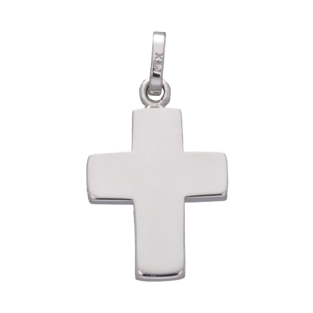 Cruz lisa oro blanco 14K