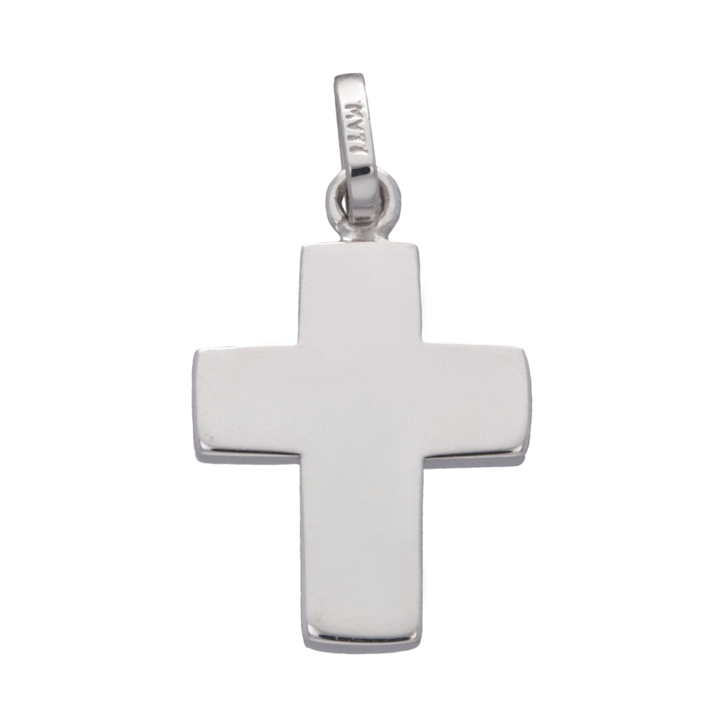 Cruz lisa oro blanco 14K