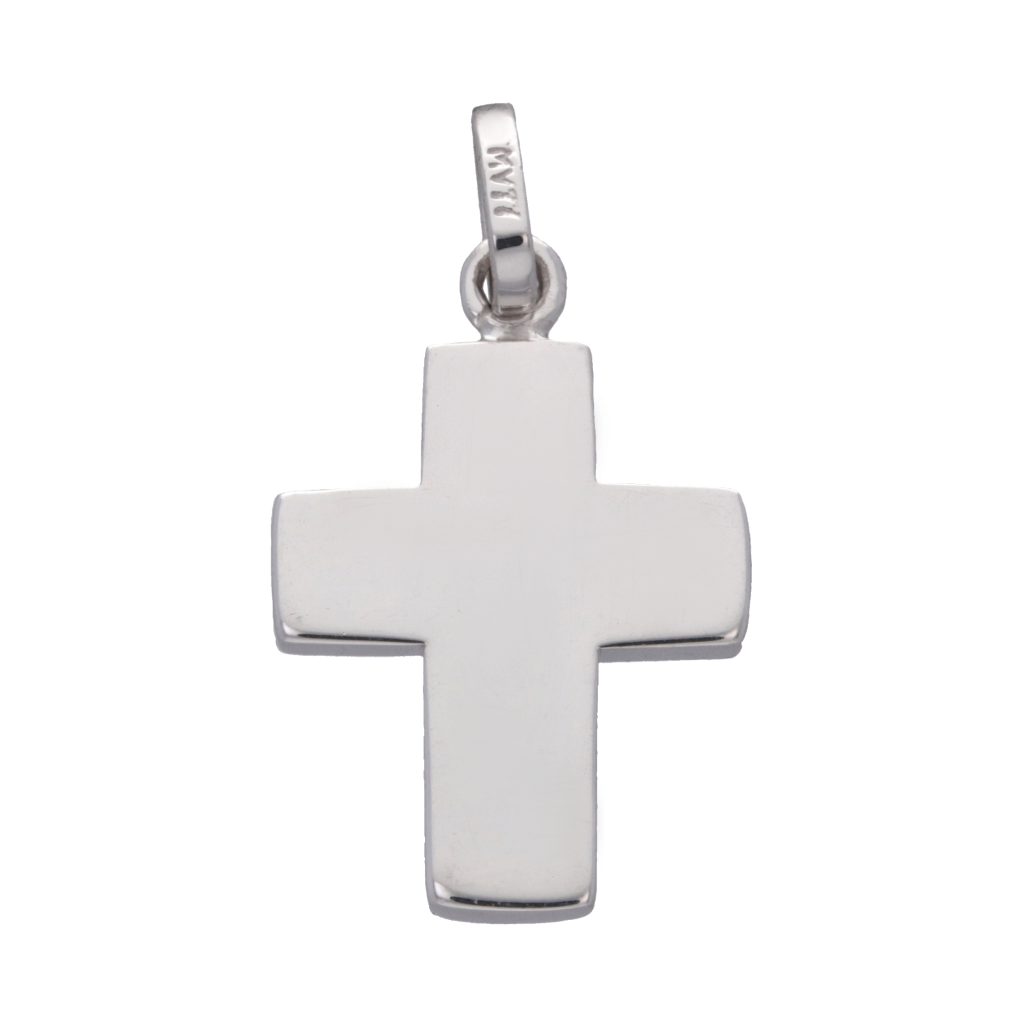 Cruz lisa oro blanco 14K