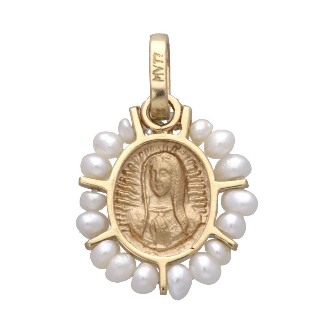 Medalla busto Virgen de Guadulupe oro amarillo 14K