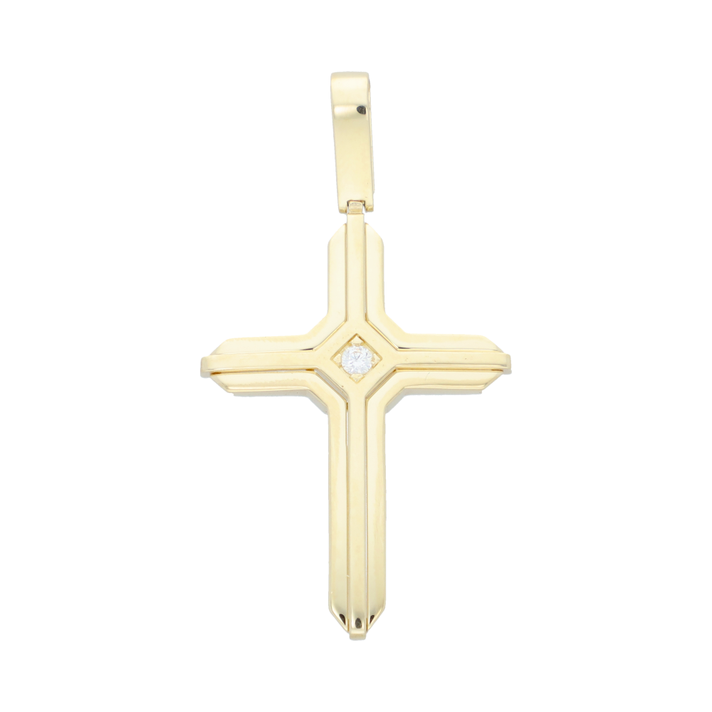 Cruz  circonia al centro 14K