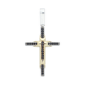 Cruz bicolor con circonias negras 14K