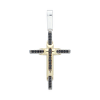 Cruz bicolor con circonias negras 14K
