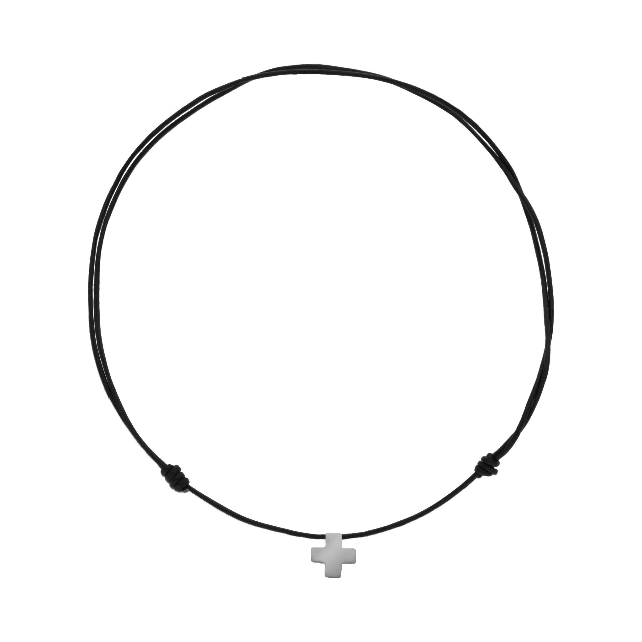 Cuero cruz roja oro blanco 14K