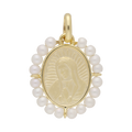 Medalla Virgen de Guadalupe 14K con perlas