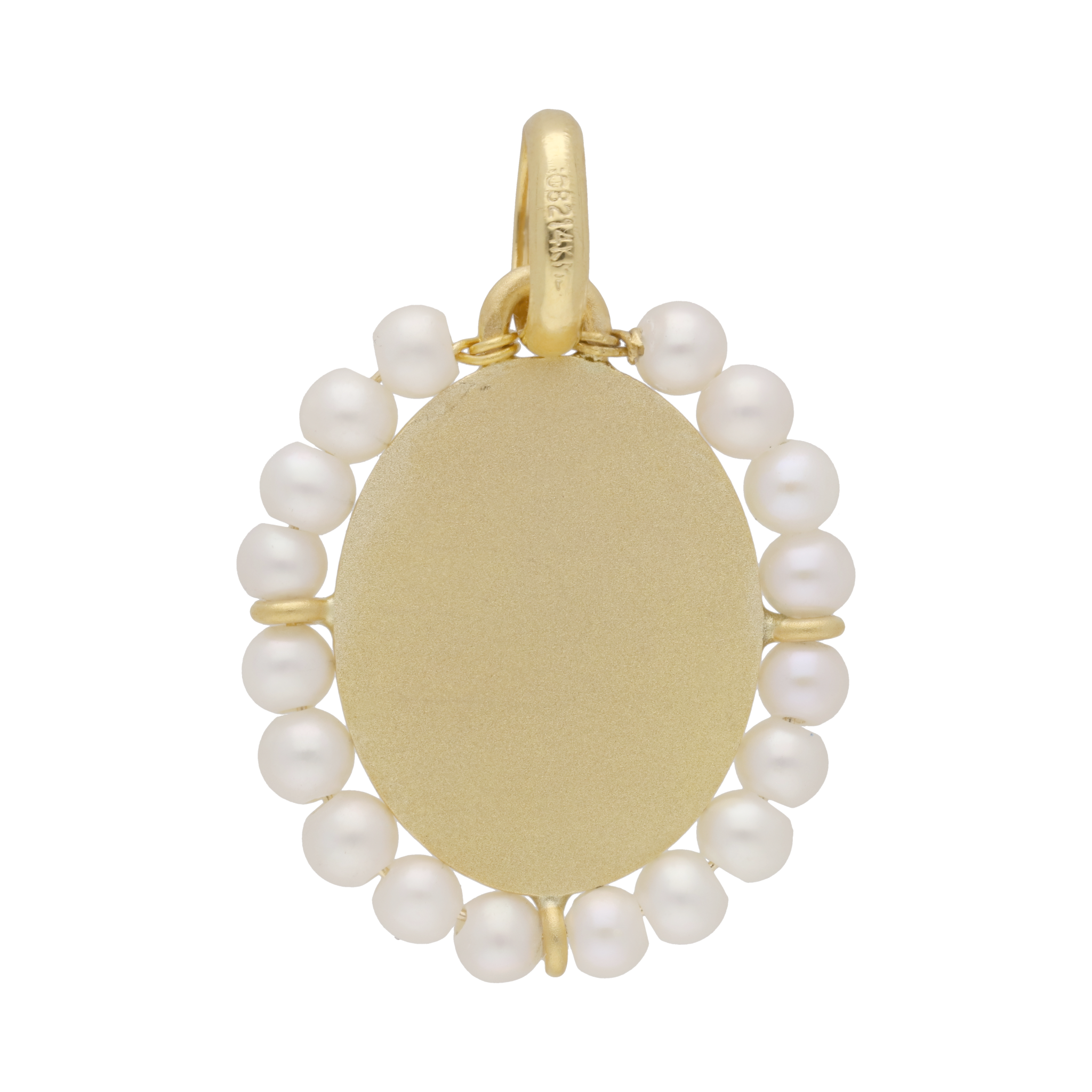 Medalla Virgen de Guadalupe 14K con perlas