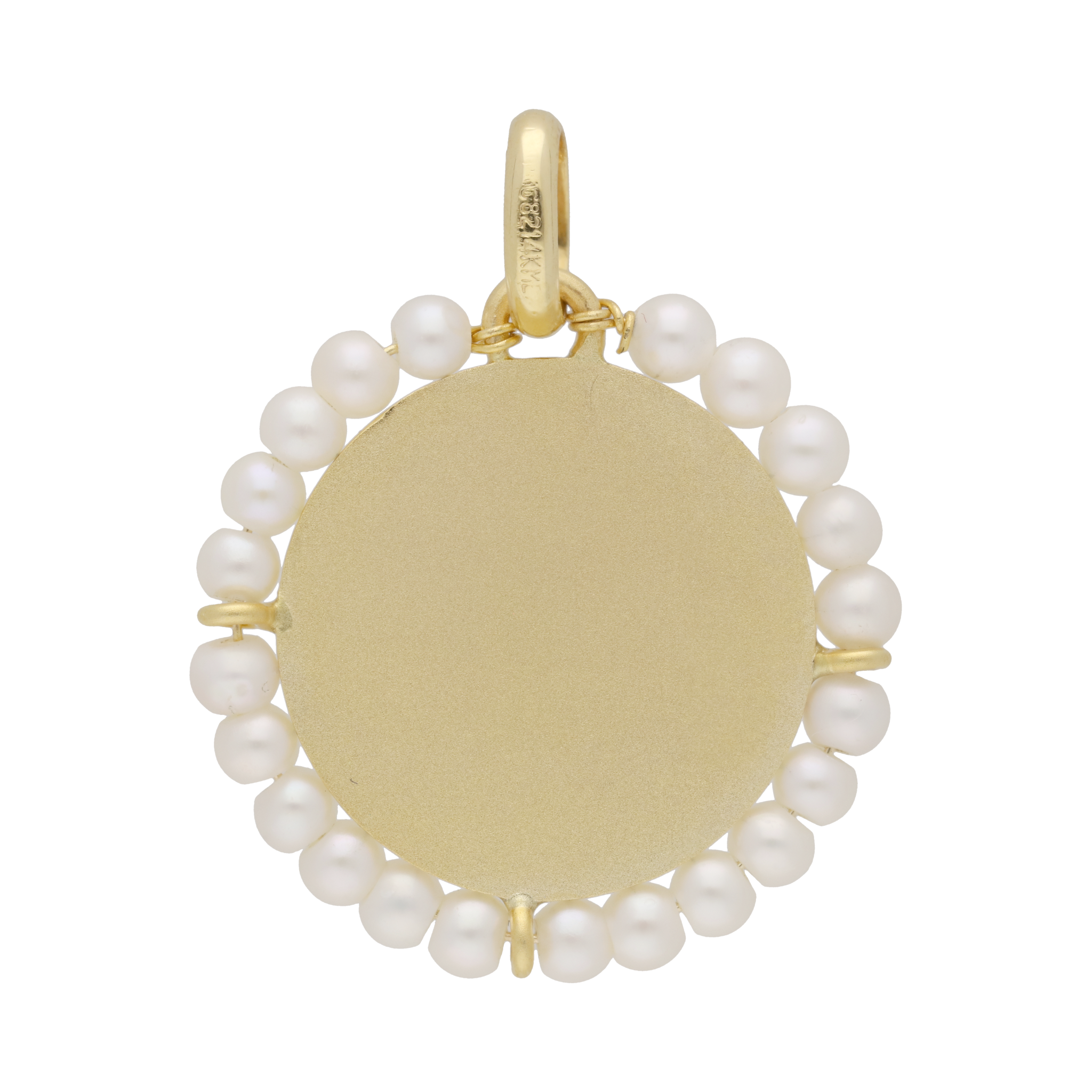 Medalla Virgen de Guadalupe 14K con perlas