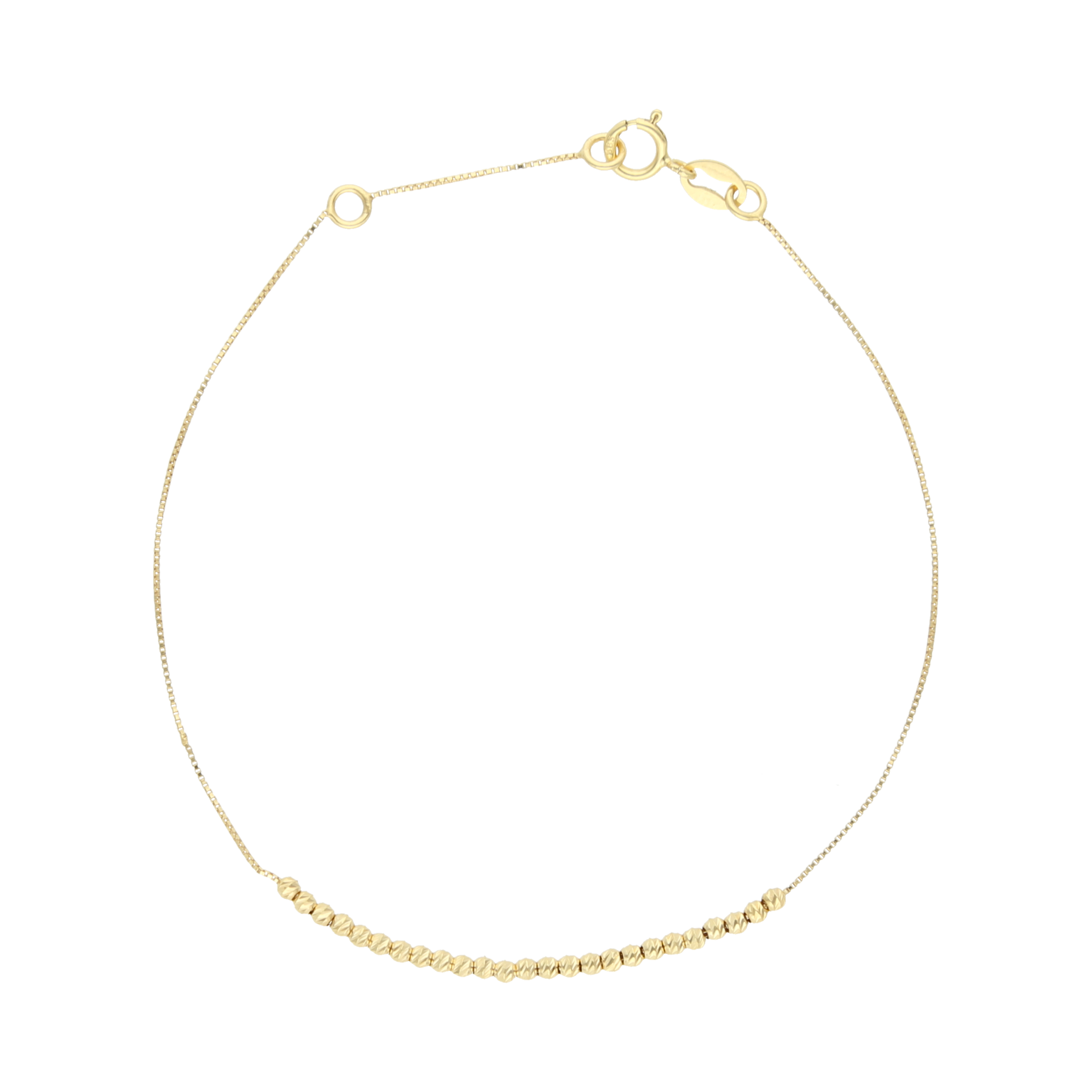 Pulsera bolitas diamantadas 14K