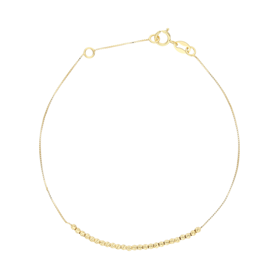 Pulsera bolitas diamantadas 14K