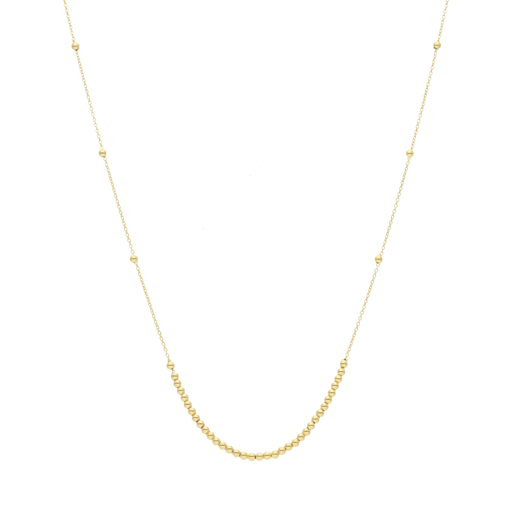 Collar bolitas lisas 14K