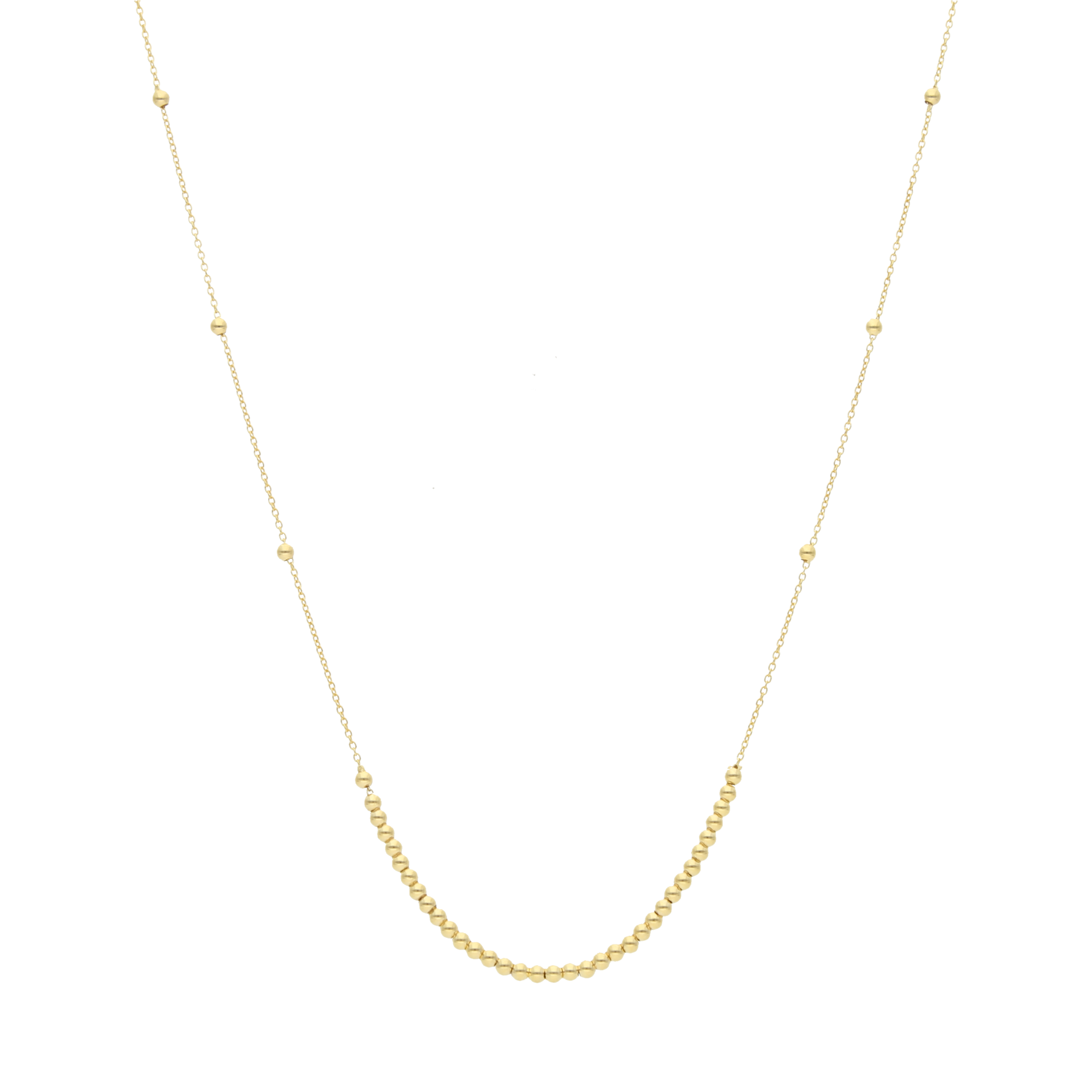 Collar bolitas lisas 14K