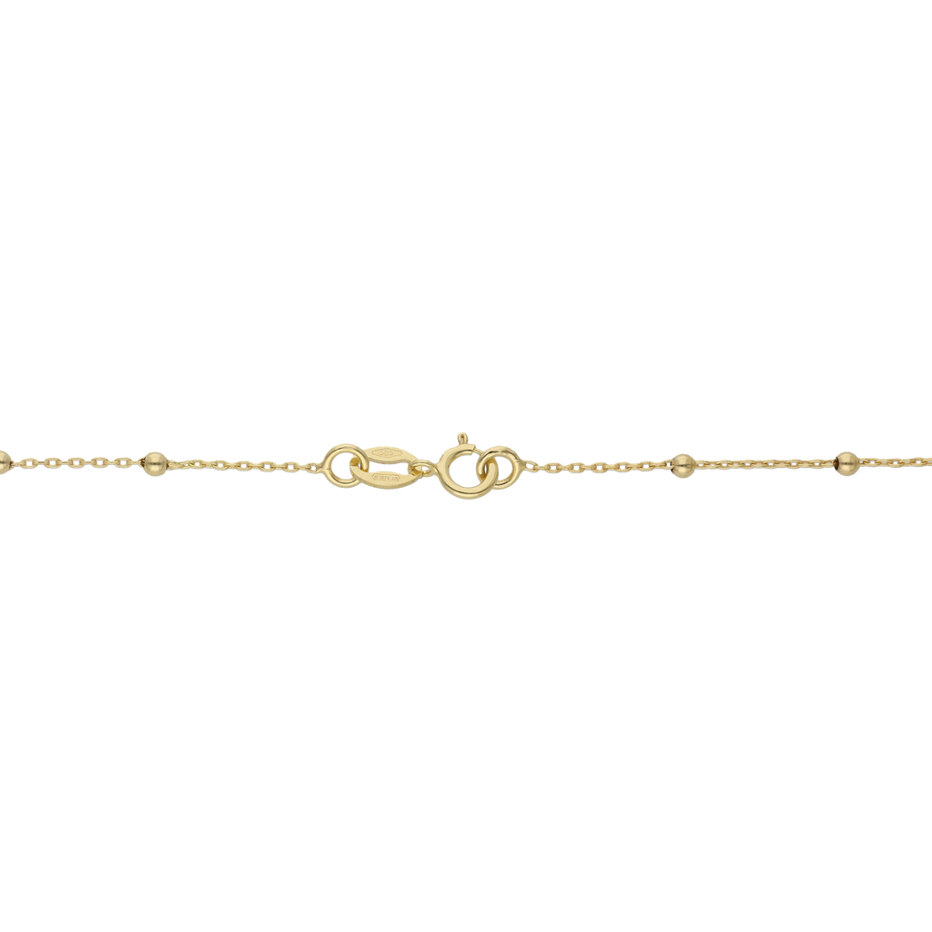 Collar bolitas y cruz lisa 14K