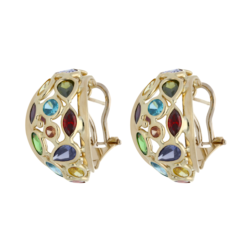 Aretes circonias colores 14K