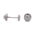 Broquel flor con circonias oro blanco 14K