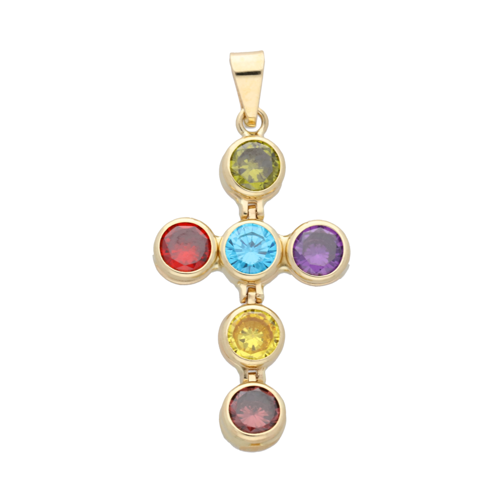 Cruz circonias colores 14K