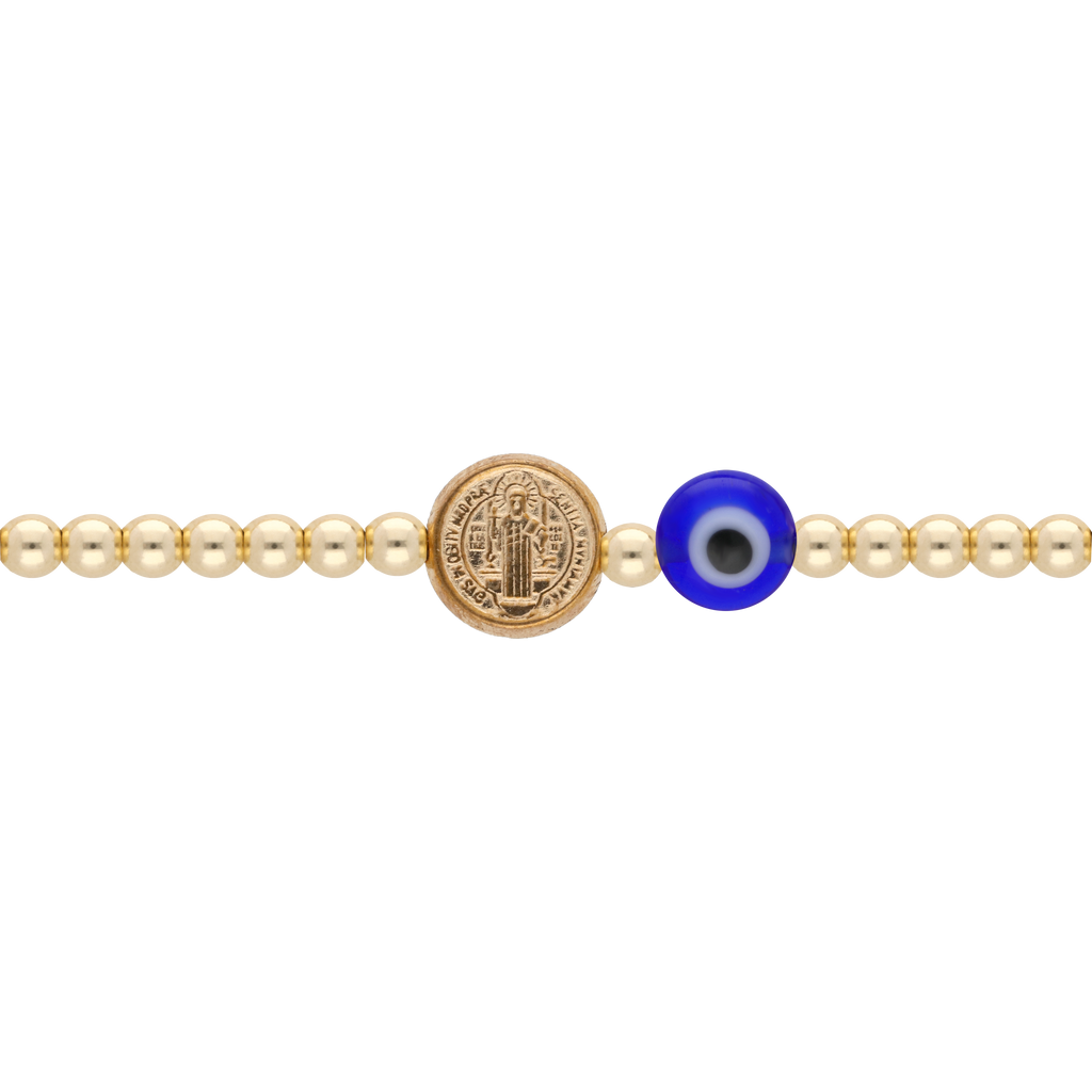 Pulsera San Benito bimetal y ojo turco