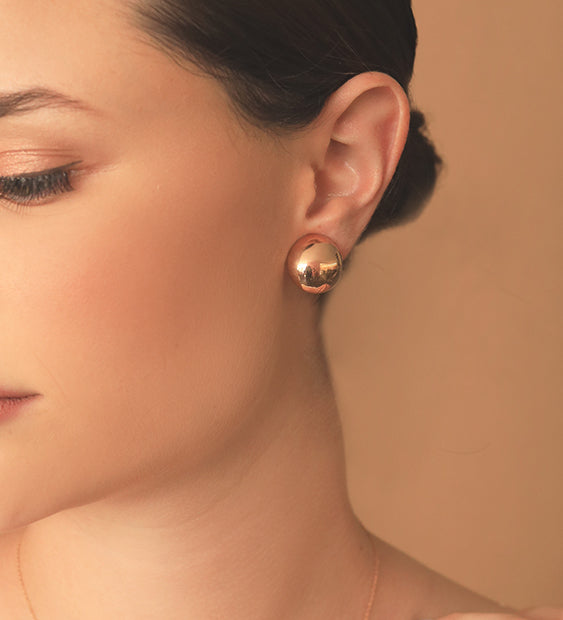 Aretes lisos boton 14K