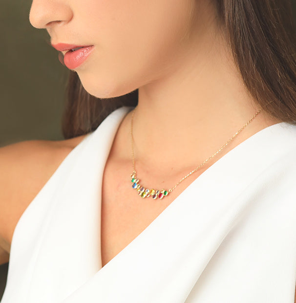 Collar circonias colores 14K