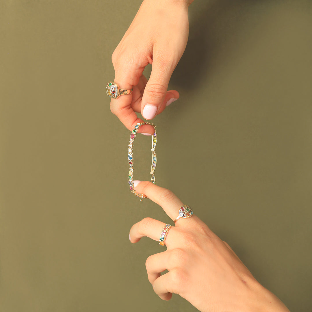 Pulsera circonias colores 14K