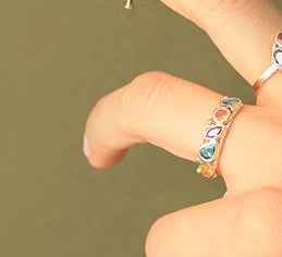 Anillo circonias colores 14K