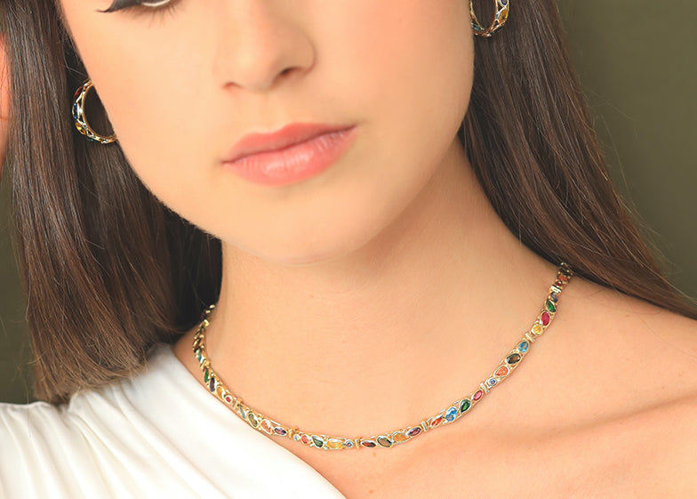 Gargantilla circonias colores 14K